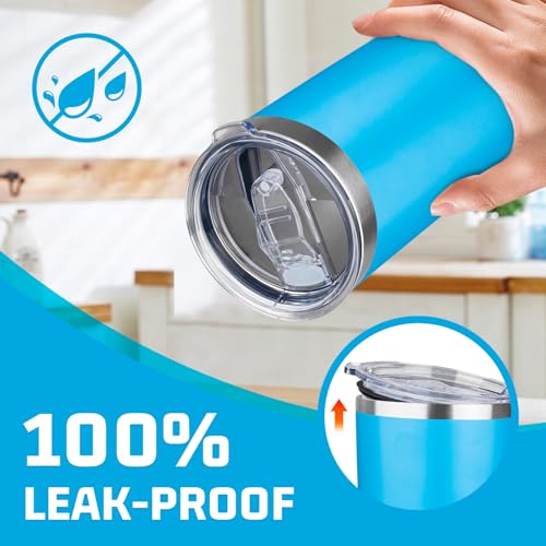 FLIFQI 20oz Tumbler with Lid Double Wall Vacuum Insulated Travel Coffee Mug Stainless Steel Thermal Cup Powder Coated Sturdy Coffee Tumbler for Hot and Cold Beverage (Baby blue,1) - Image 5