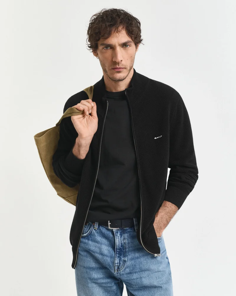 GANT Gant Cotton Piqué Zip Cardigan