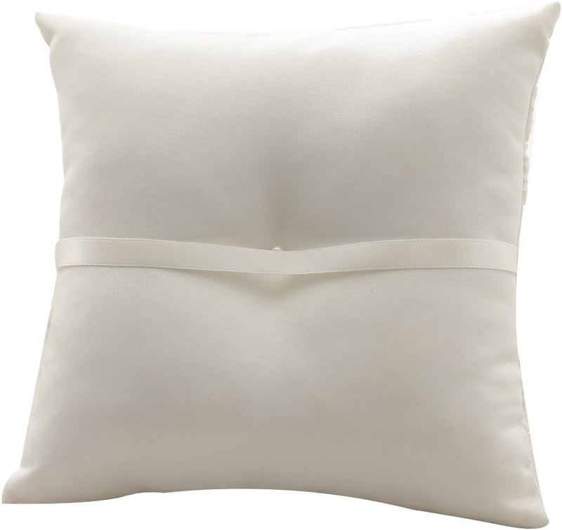 Bodosac Awtlife Lace Pearl Wedding Ring Pillow Cushion Bearer 8.26 Inch for Beach Wedding - Image 5