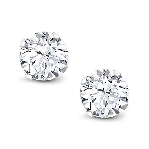 Gem Stone King 925 Sterling Silver White Cubic Zirconia CZ Stud Earrings For Women Men | 2.00 Cttw | Round Cut 6MM - Image 3
