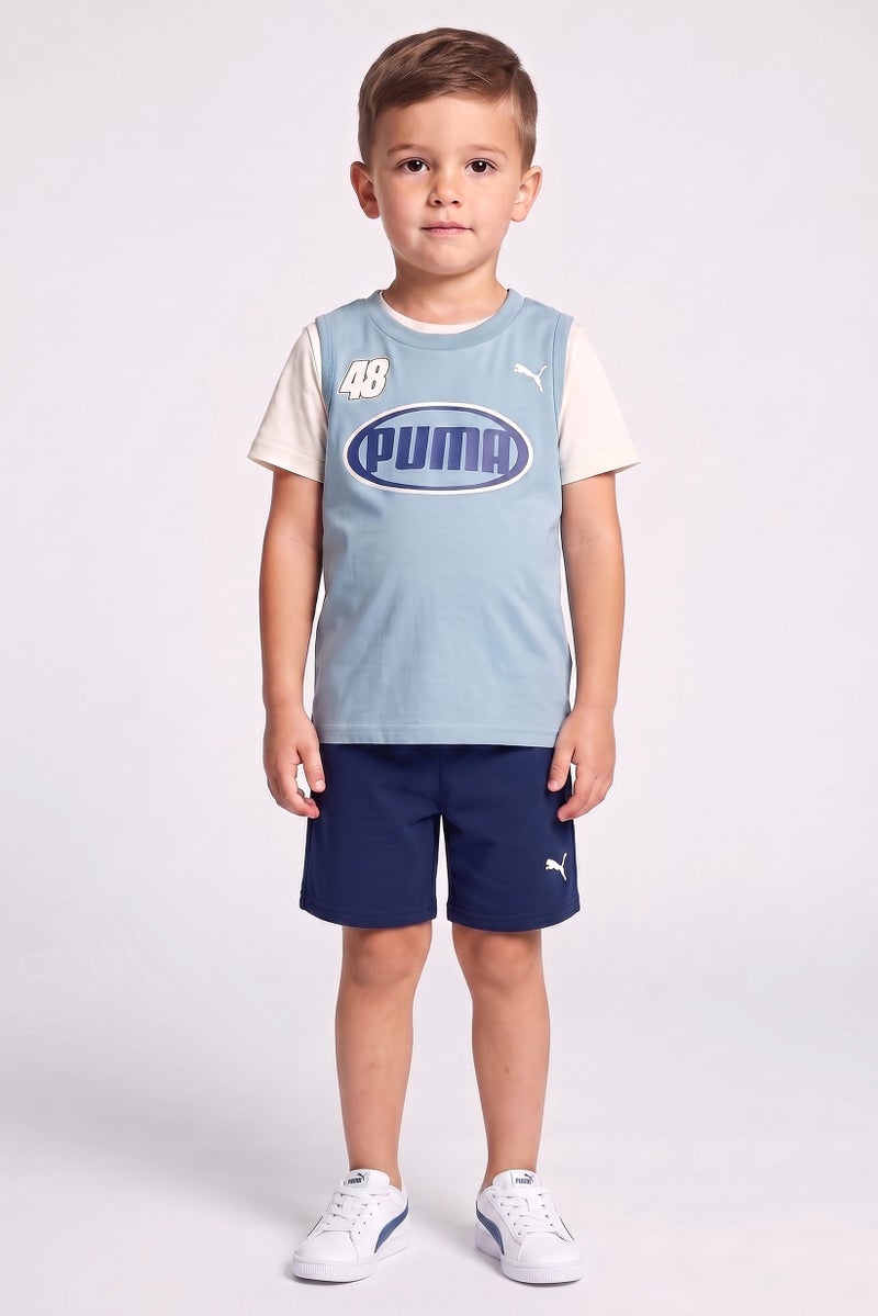 PUMA Kids Boy 3 Pieces Brand Logo T-Shirt Vest And Shorts Set, Multicolor - Image 1