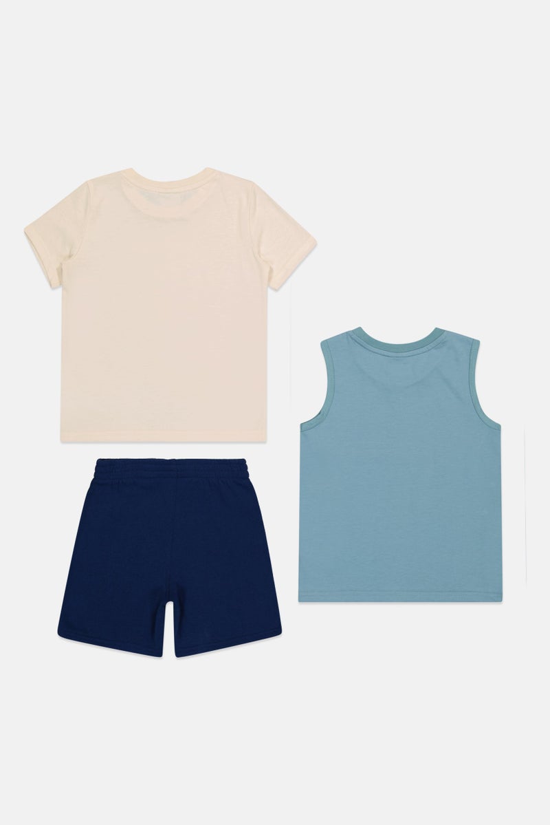 PUMA Kids Boy 3 Pieces Brand Logo T-Shirt Vest And Shorts Set, Multicolor - Image 3