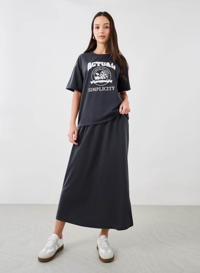 Take Two Take Two Graphic Print Round Neck T-Shirt and Skirt Co-Ords  - Image 1