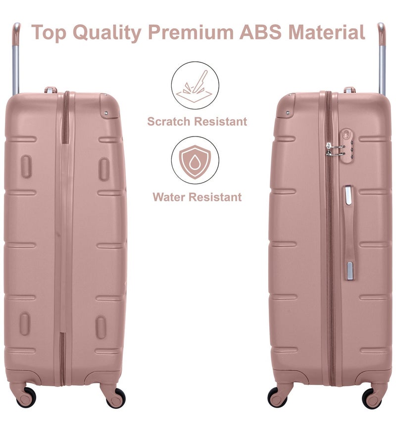 SENATOR Hard Case Travel Bags Trolley Luggage Set of 3 ABS Lightweight Suitcase with 4 Spinner Wheels A1012, Rose Gold - Image 4