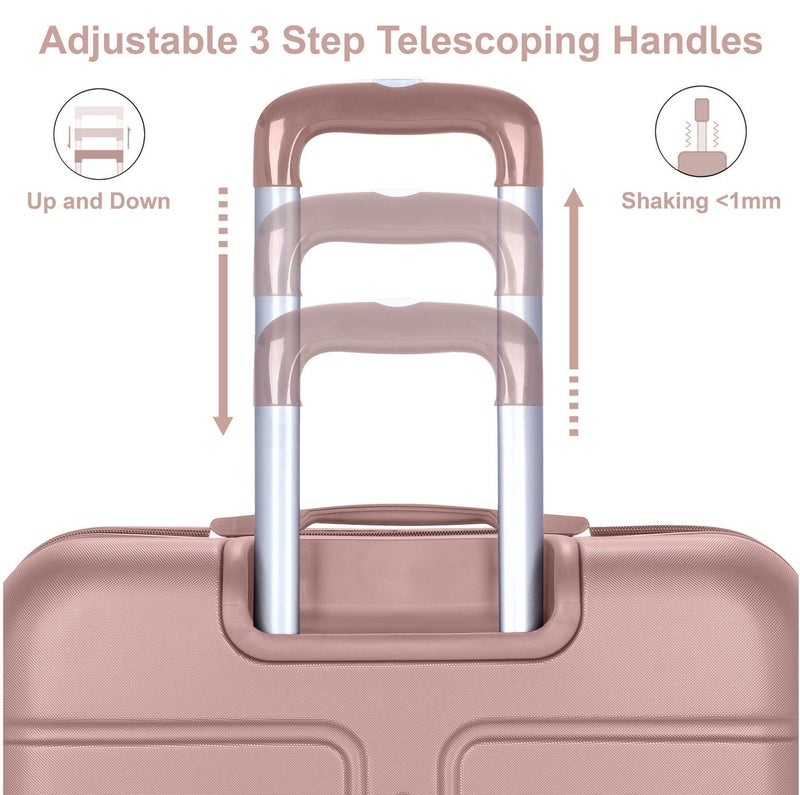 SENATOR Hard Case Travel Bags Trolley Luggage Set of 3 ABS Lightweight Suitcase with 4 Spinner Wheels A1012, Rose Gold - Image 5
