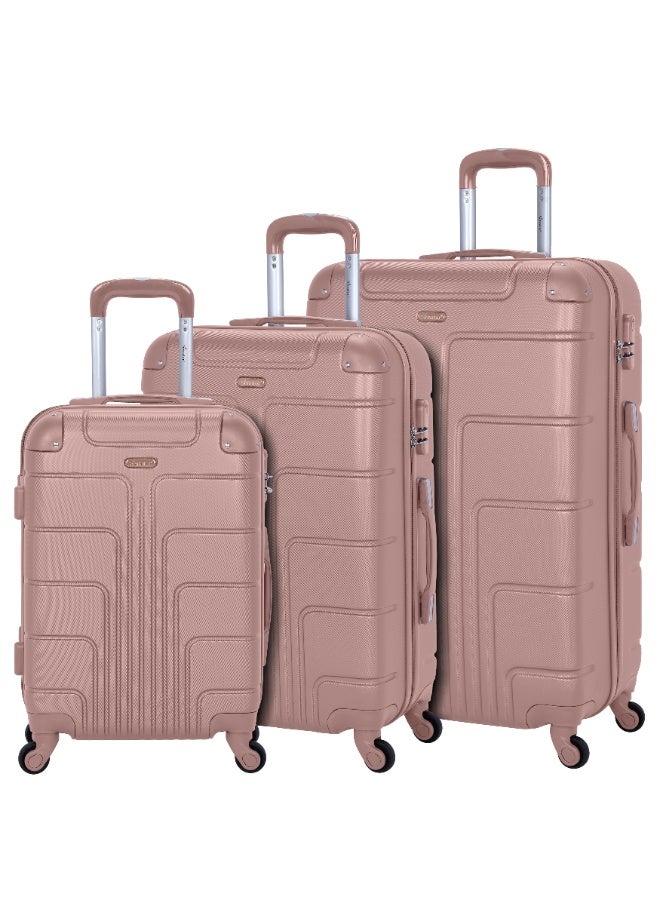 SENATOR Hard Case Travel Bags Trolley Luggage Set of 3 ABS Lightweight Suitcase with 4 Spinner Wheels A1012, Rose Gold - Image 1