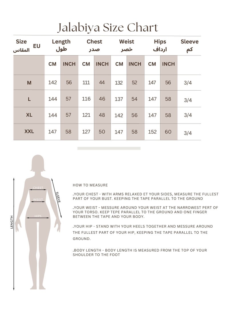 اكسا جلابية مطرزة بالزهور نابضة بالحياة لون الخوخي - Image 5