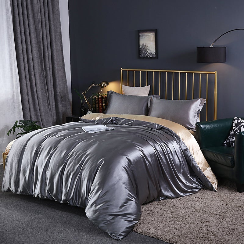 Washed Silk Four-Piece Set Silky Silk Quilt Cover Bed Sheets Ice Silk Bed Sheets 1.8M Bedding Dropshipping - Image 1