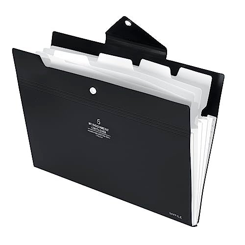 NISUN 5 Pocket File Folder, A4/Letter Size Expanding Organizer, Portable Accordion File, Document Holder for School & Office - Black (32 * 23cm) - Image 1