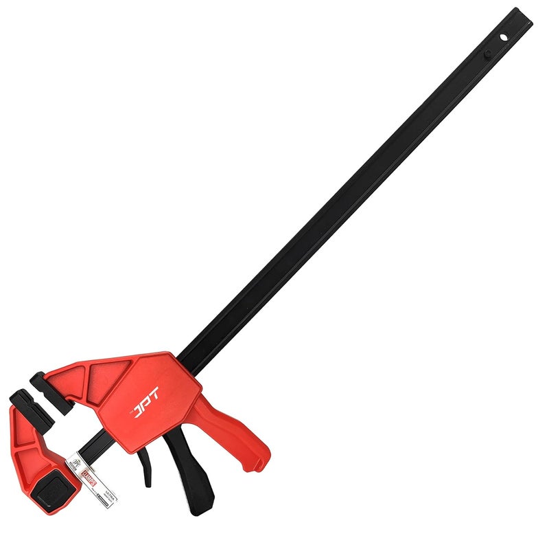 JPT مشابك بار سريعة الإمساك فائقة التحمل بطول 33 بوصة | نطاق تثبيت 600 مم | مشابك خشبية بيد واحدة مع زناد سريع التحرير | مجموعة مشابك F | قدرة تحمل 165 رطل | النجارة، الأعمال الخشبية، الأعمال اليدوية - Image 1