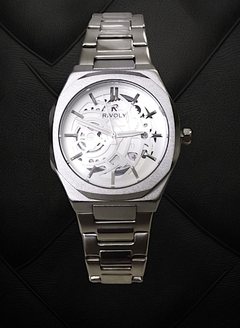 Rivoly Men's Stainless Steel Analog Quartz Date Display Watch Easy to Read Fashion Design Waterproof Luxury Classic Big Face Wrist Watch - Image 3