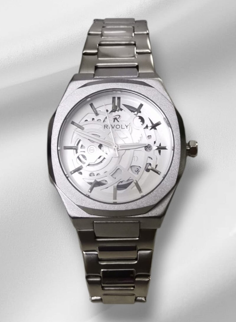 Rivoly Men's Stainless Steel Analog Quartz Date Display Watch Easy to Read Fashion Design Waterproof Luxury Classic Big Face Wrist Watch - Image 5