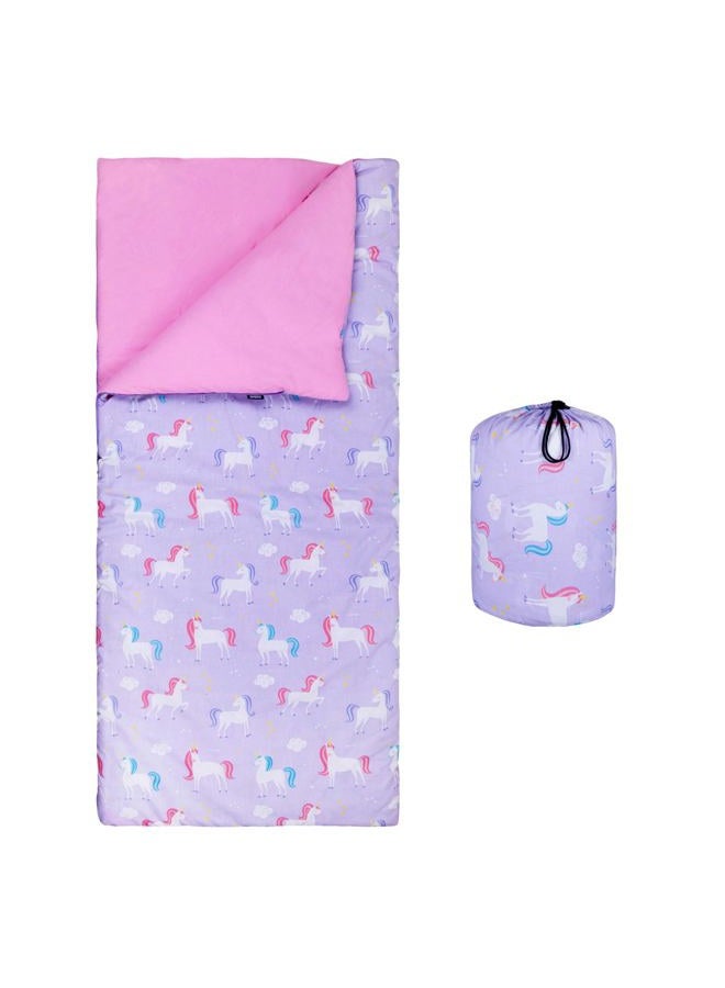 Wildkin Kids Sleeping Bags for Boys and Girls, Measures 57 x 30 x 1.5 Inches, Cotton Blend Materials Sleeping Bag for Kids, Ideal Size for Parties, Camping & Overnight Travel (Unicorn) - Image 1