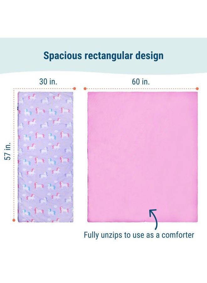 Wildkin Kids Sleeping Bags for Boys and Girls, Measures 57 x 30 x 1.5 Inches, Cotton Blend Materials Sleeping Bag for Kids, Ideal Size for Parties, Camping & Overnight Travel (Unicorn) - Image 5