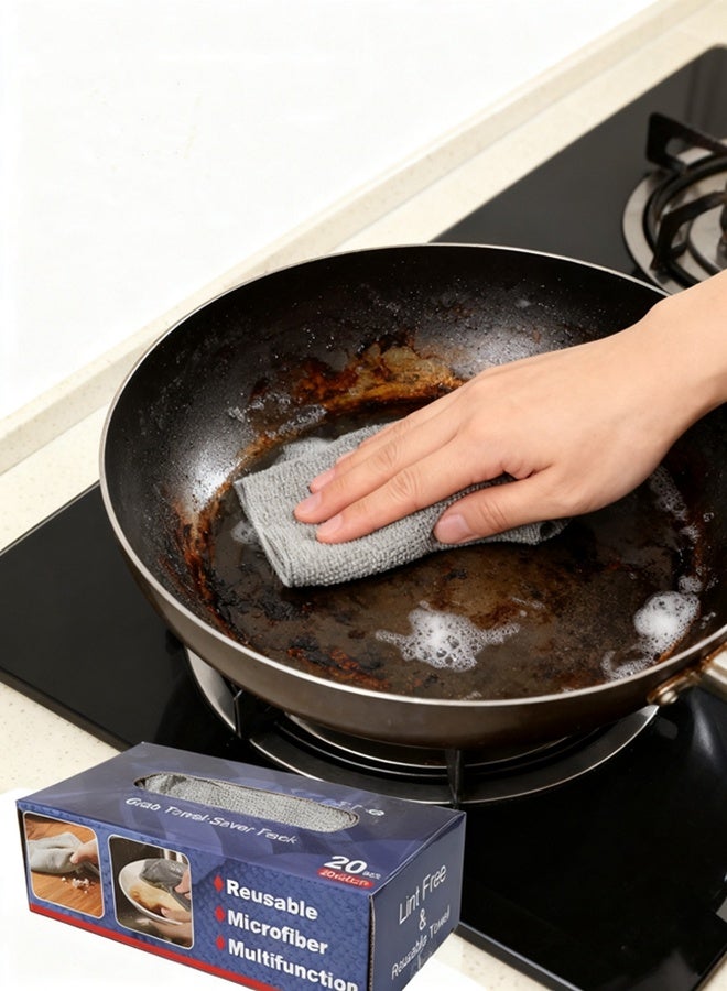 HOOPZOZA HOOZOZA 20 PCS Microfiber Cleaning Cloth with Box Reusable Magic Wipe Multi-Functional Dish Washing Towel Cleaning Rag Car Glass Windows Strong Cleaning Home Kitchen - Image 4