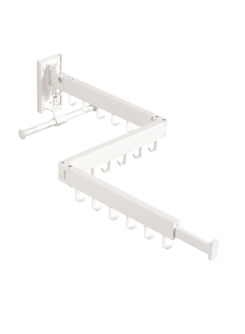 Wall Mounted Clothes Hanger Rack, Clothes Drying Rack,Laundry Drying Rack,Collapsible Clothes Rack Wall Mount, Retractable Drying Rack Clothing,can Fold Upward & Left & Right,White Color