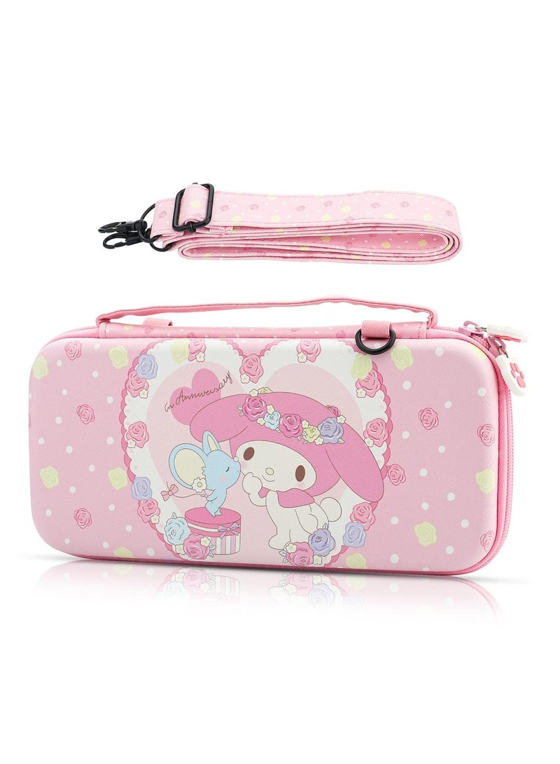 general Cute Bunny Suitcase Compatible with Nintendo Switch and OLED Models, Portable Travel Bag with Adjustable Shoulder Strap Hard Shell Storage Case for Girls - Image 1