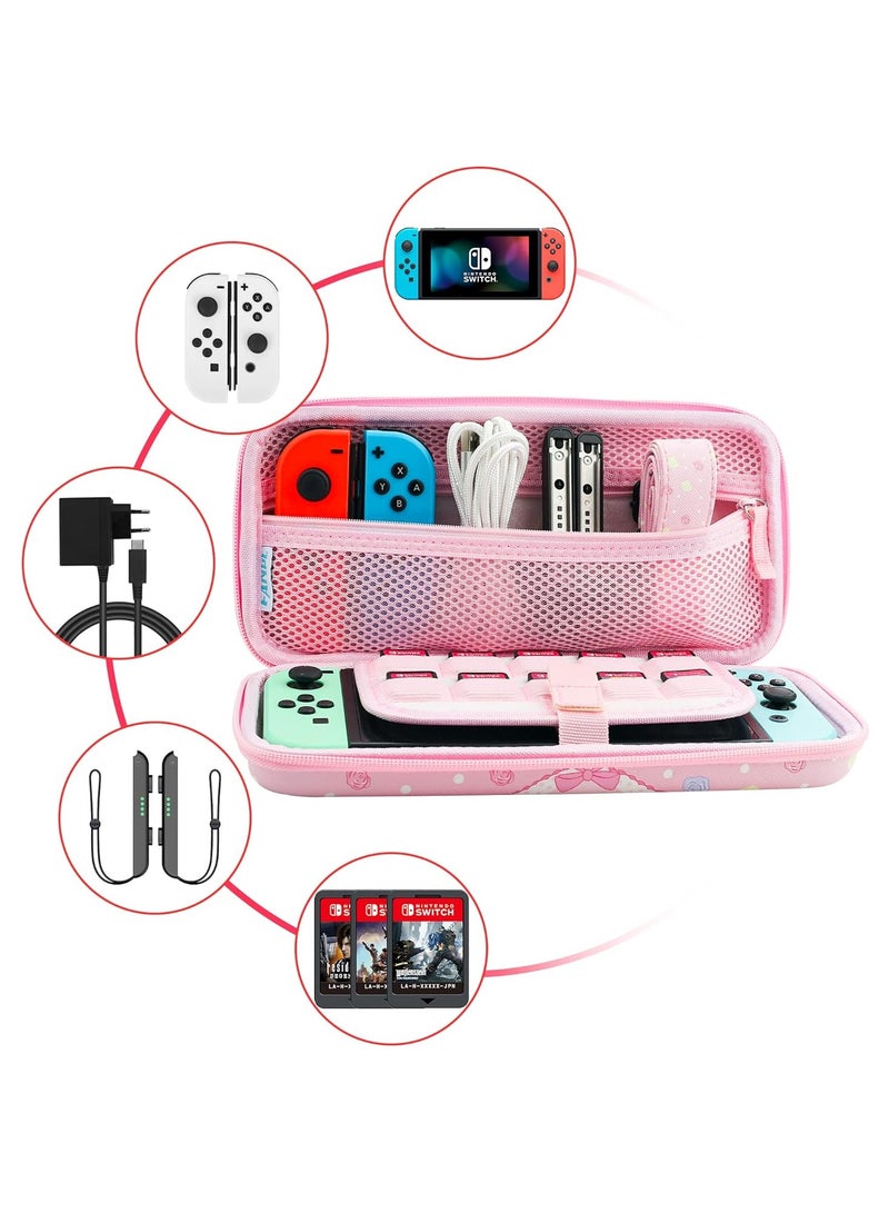 general Cute Bunny Suitcase Compatible with Nintendo Switch and OLED Models, Portable Travel Bag with Adjustable Shoulder Strap Hard Shell Storage Case for Girls - Image 3