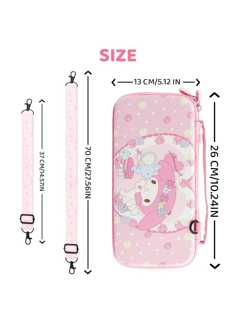 general Cute Bunny Suitcase Compatible with Nintendo Switch and OLED Models, Portable Travel Bag with Adjustable Shoulder Strap Hard Shell Storage Case for Girls - Image 5