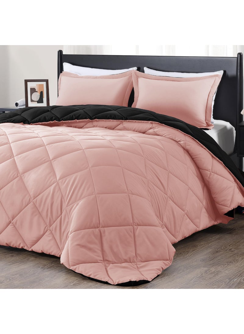 downluxe downluxe Twin Comforter Set  Pink and Black Twin Comforter Soft Bedding Sets for All Seasons 2 Pieces  1 Comforter 66x92 and 1 Pillow Sham20x26 