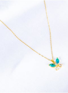 The Black Pearl Accessories Stainless Steel  Necklace Gold with a Blue Crystal Butterfly Pendant  - Image 3