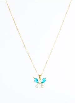 The Black Pearl Accessories Stainless Steel  Necklace Gold with a Blue Crystal Butterfly Pendant  - Image 2