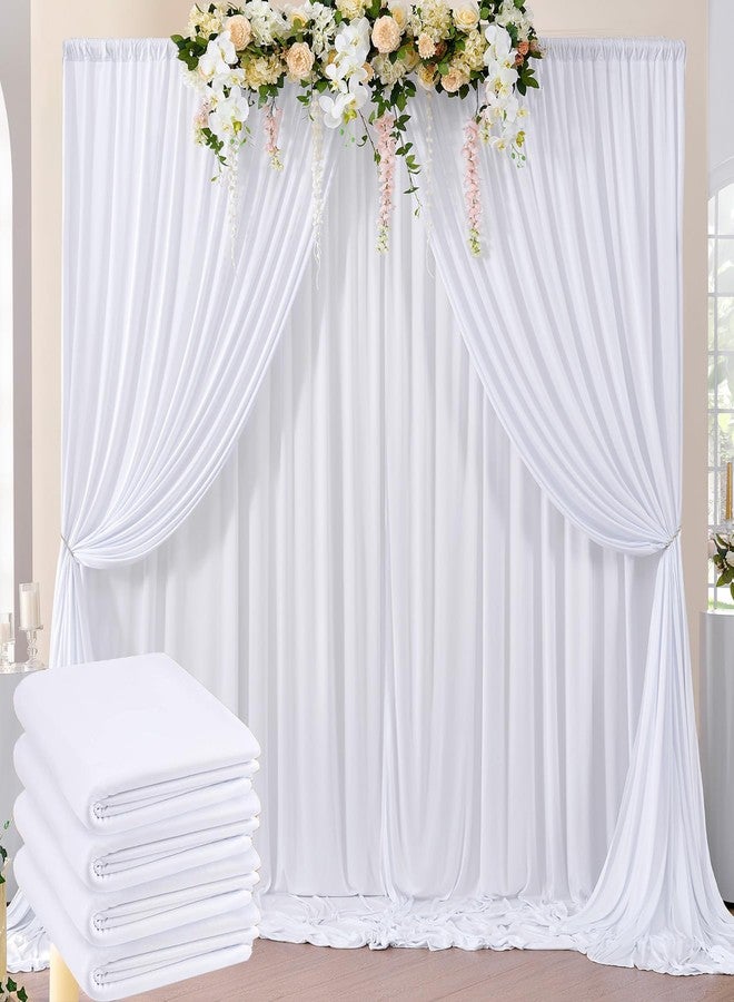 NSSONBEN 20ft x 10ft Wrinkle Free White Backdrop Curtains for Parties, Polyester Photo Backdrop Drapes 4 Panels 5x10ft for Wedding Graduation Birthday Party Photography Background - Image 1