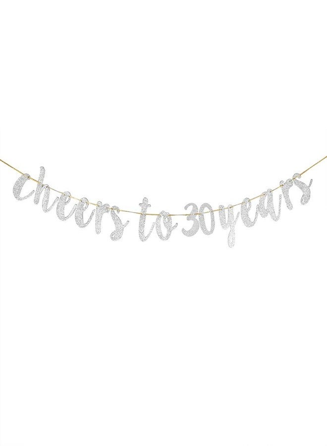 Festiko®Glitter Silver Cheers to 30 Years Banner - 30th Birthday Sign Bunting 30th Marriage Anniversary Party Bunting Decoration - Image 1
