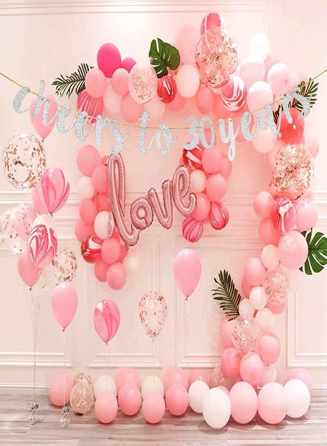 Festiko®Glitter Silver Cheers to 30 Years Banner - 30th Birthday Sign Bunting 30th Marriage Anniversary Party Bunting Decoration - Image 5