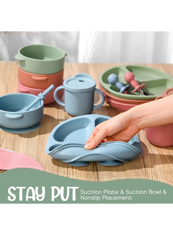 Yinder 32 Pack Silicone Baby Feeding Set Baby LED Weaning Supplies Includes Suction Divided Plates Soft Bowl Spoons Forks Adjustable Bib Snack Cup with Lid and Straws - Image 4