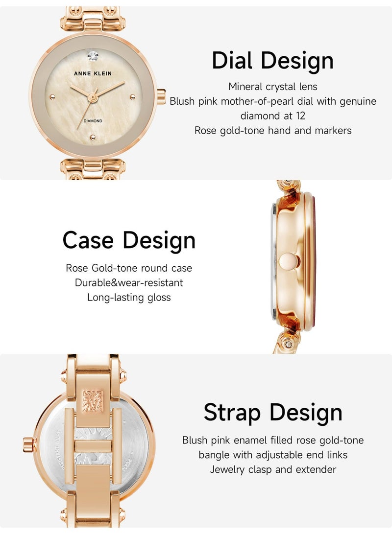 آن كلاين ساعة كوارتز نسائية من سبيكة بلون الذهب الوردي - Image 3