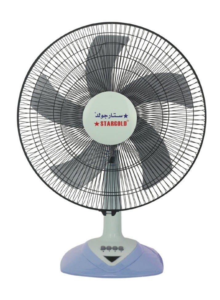ستارجولد مروحة طاولة كهربائية 18 بوصة 60 وات منخفضة/متوسطة/عالية ومروحة متأرجحة بتصميم 5 شفرات - Image 1