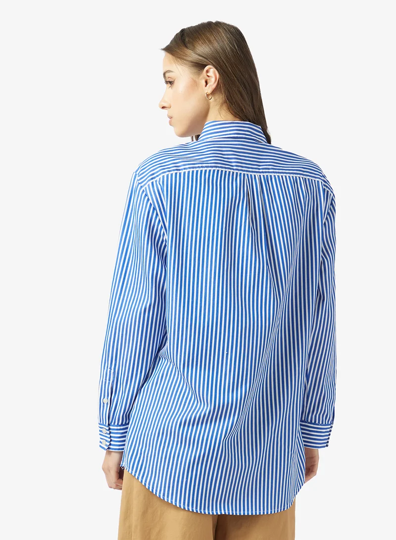 جس Striped Button Down Shirt