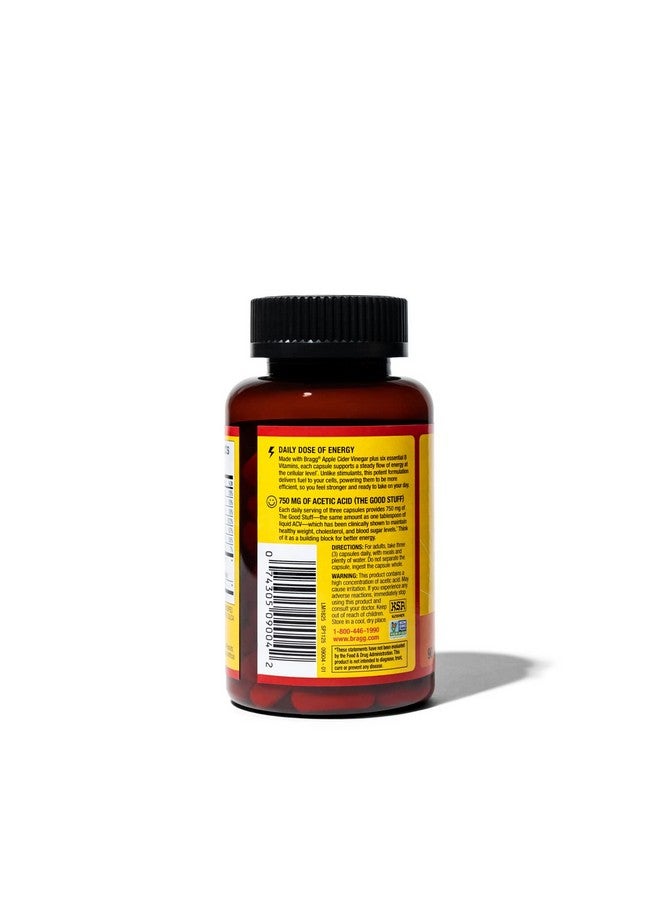 Bragg Apple Cider Vinegar True Energy Capsules 6 B Vitamins Caffeine Free 750Mg Of Acetic Acid Weight Management Nongmo Vegan Gluten Free No Sugar (90 Pills)… (2) - Image 3