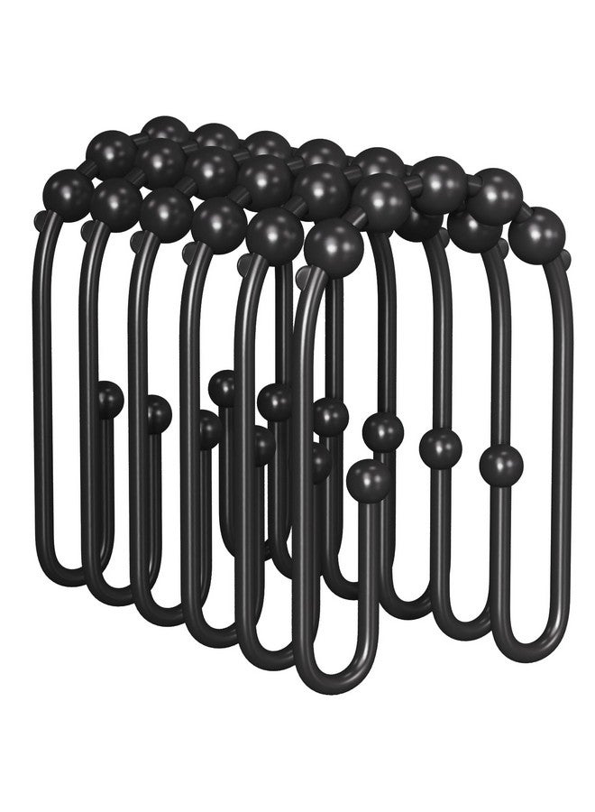 AmazerBath Shower Curtain Hooks, Black Rust Proof Non-Slip Double Hooks for Shower Curtain, Sturdy Metal Rings Bathroom 12Pcs - Image 1