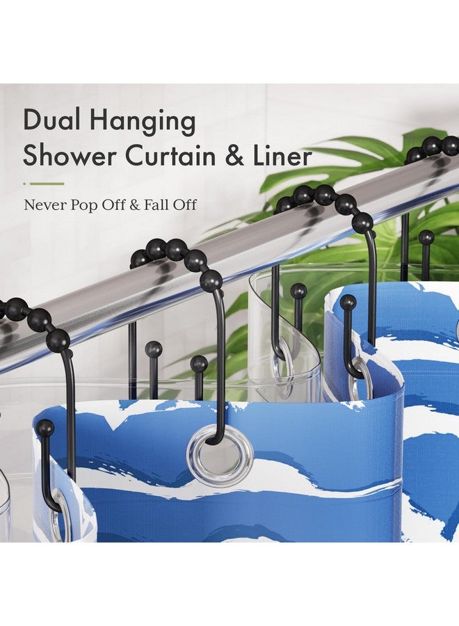 AmazerBath Shower Curtain Hooks, Black Rust Proof Non-Slip Double Hooks for Shower Curtain, Sturdy Metal Rings Bathroom 12Pcs - Image 3