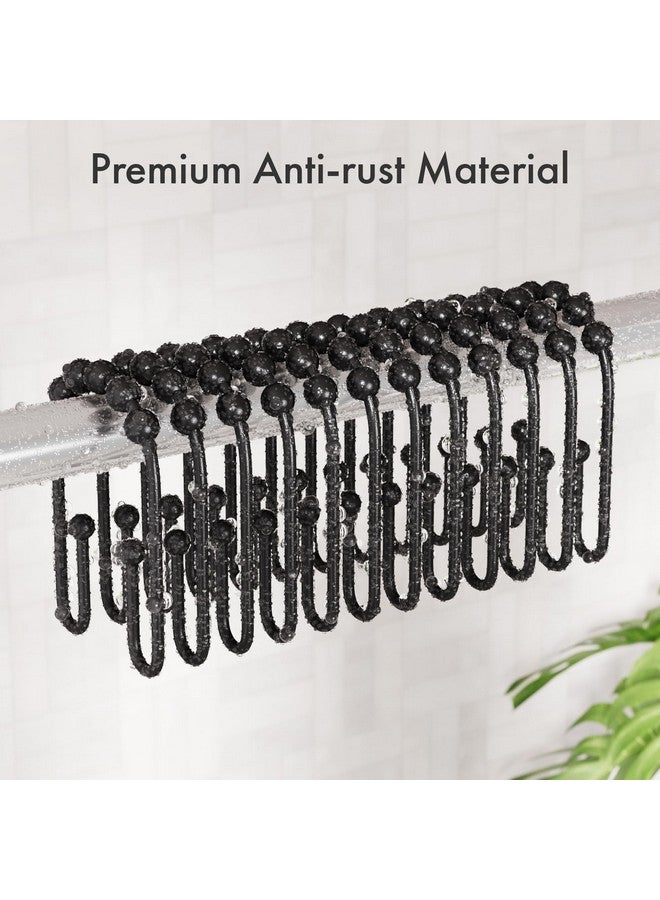 AmazerBath Shower Curtain Hooks, Black Rust Proof Non-Slip Double Hooks for Shower Curtain, Sturdy Metal Rings Bathroom 12Pcs - Image 5