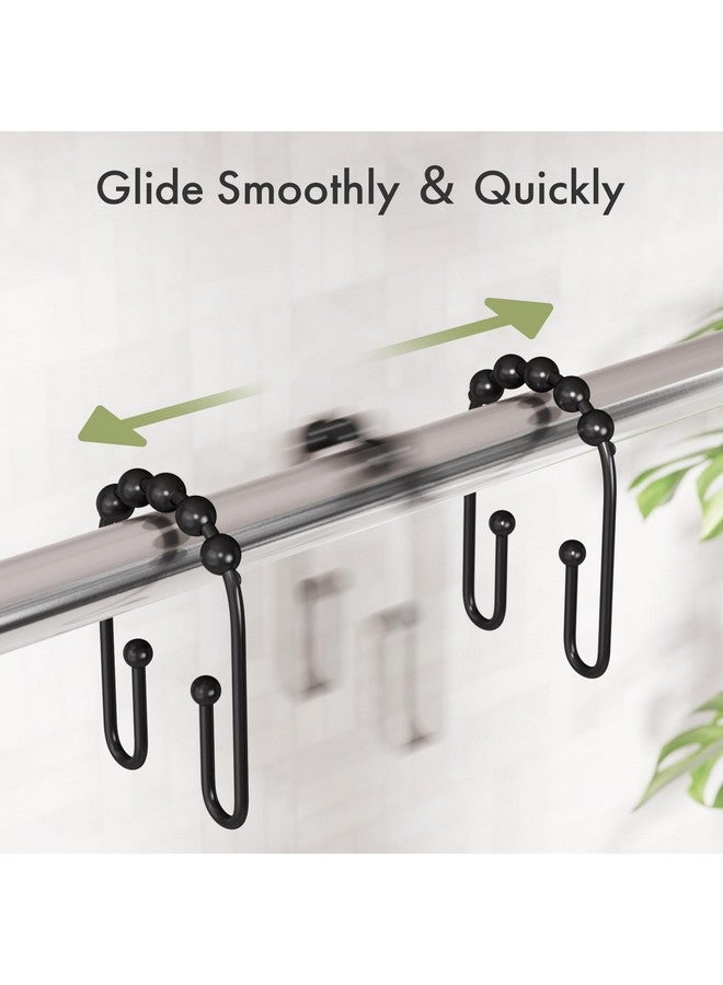 AmazerBath Shower Curtain Hooks, Black Rust Proof Non-Slip Double Hooks for Shower Curtain, Sturdy Metal Rings Bathroom 12Pcs - Image 4