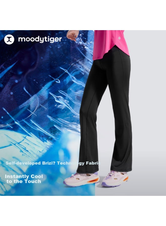 Moodytiger Girls' Micro Flared Pants Cool Feeling Sunscreen Summer Children's Sports Pants Casual High Elasticity Long Pants Breathable Quick-drying Slim Fit Trousers - Image 2