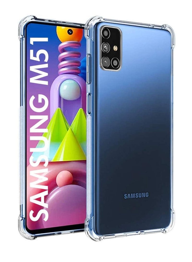 ليدين Samsung Galaxy M51 Case Cover Clear Transparent Reinforced Corners TPU Shock-Absorption Flexible Cell Phone Cover for Samsung Galaxy M51 (Clear) - Image 1