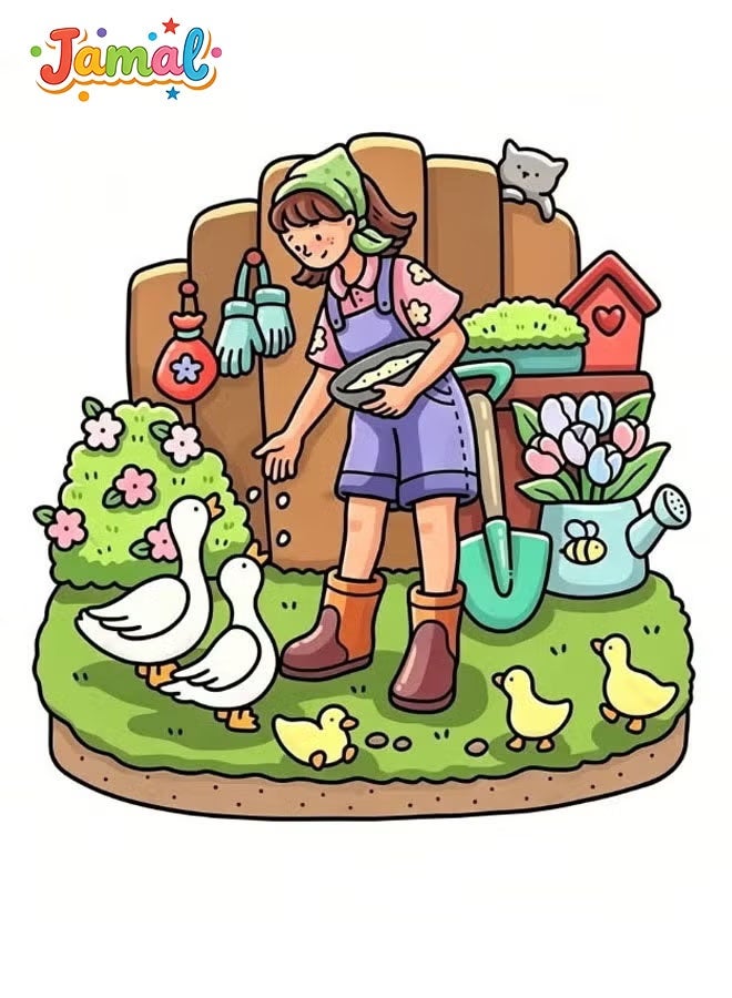 Jamal "Girl Moments" Coloring Book for Adults & Teens – Cute & Cozy Daily Relaxation Activity with Whimsical Illustrations of Girls Reading with Pets, Perfect for Stress Relief, Cozy Spaces & Holiday Gifting - Image 2
