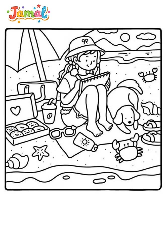 Jamal "Girl Moments" Coloring Book for Adults & Teens – Cute & Cozy Daily Relaxation Activity with Whimsical Illustrations of Girls Reading with Pets, Perfect for Stress Relief, Cozy Spaces & Holiday Gifting - Image 4