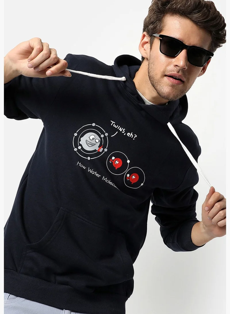 Campus Sutra Front Pocket Printed Hoodie