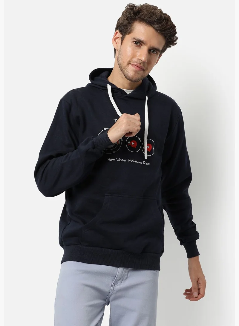 Campus Sutra Front Pocket Printed Hoodie