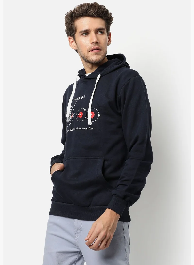 Campus Sutra Front Pocket Printed Hoodie