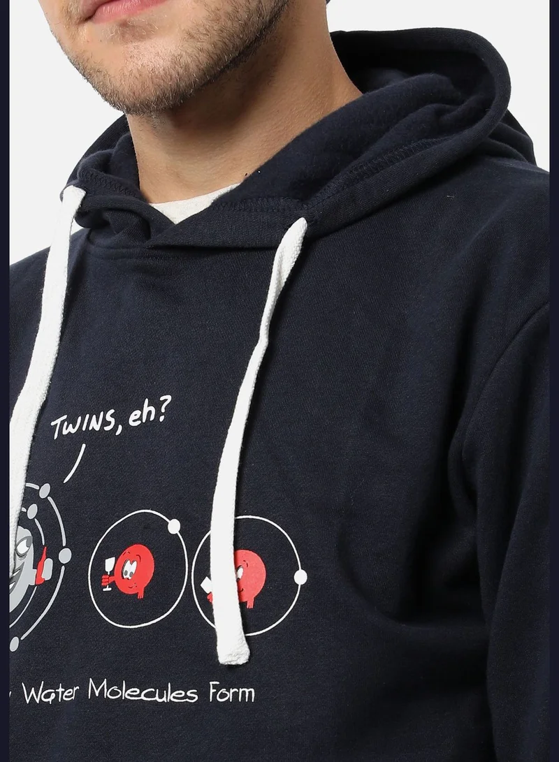 Campus Sutra Front Pocket Printed Hoodie