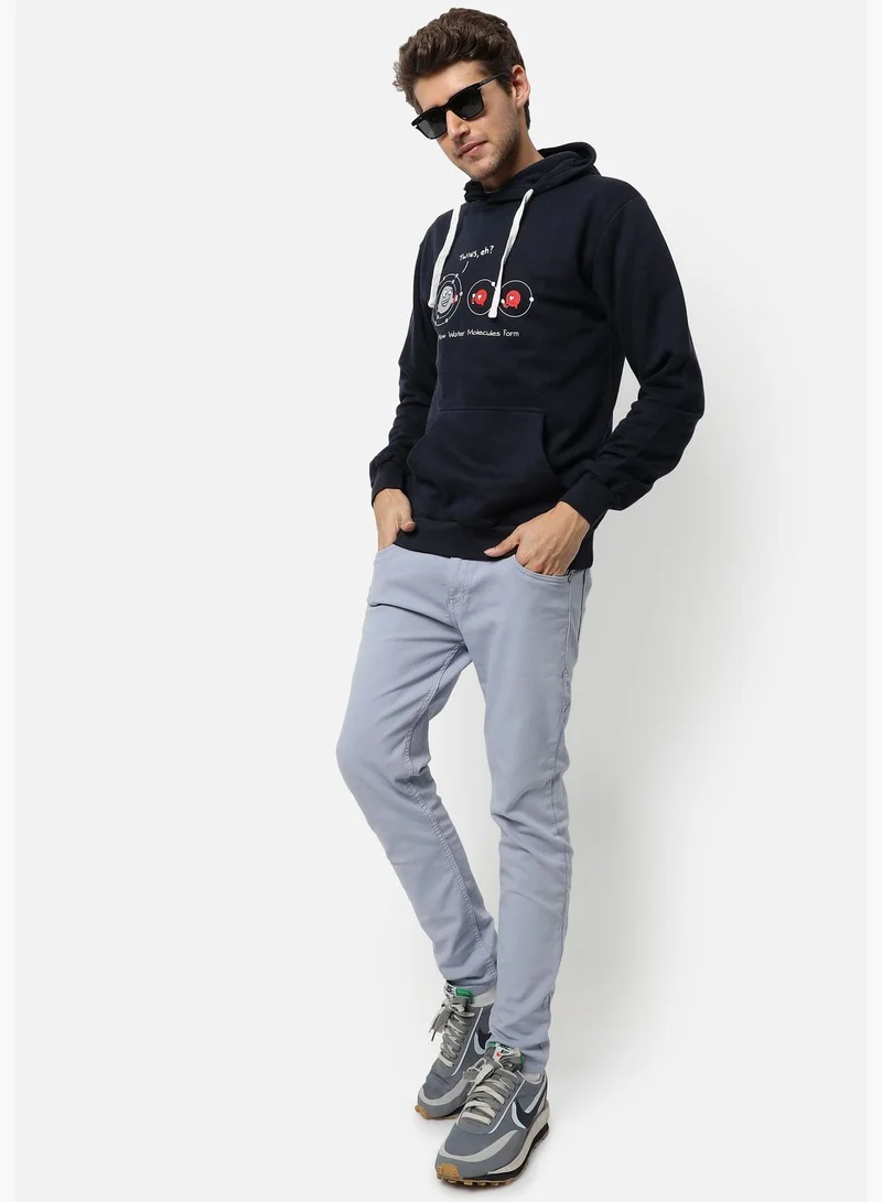 Campus Sutra Front Pocket Printed Hoodie