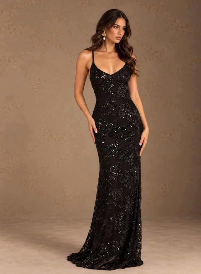 Ginger Boutique Sequin Embellished Evenind Dress