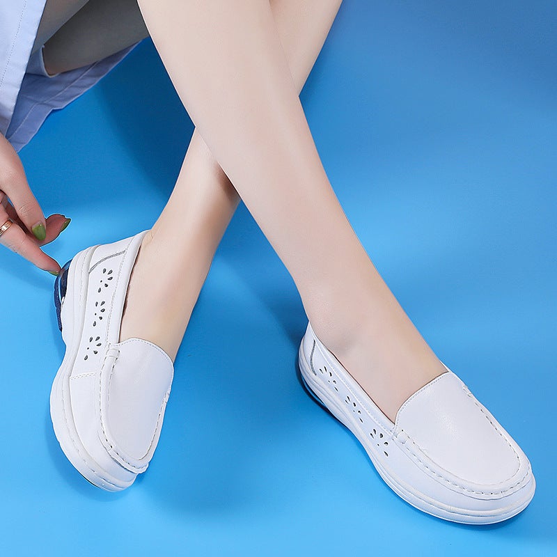 Air-Cushion Nurse Shoes For Women, Soft-Soled, Breathable, Anti-Odor, Non-Tiring, Mid-Heel, Shallow Mouth, Non-Slip, Thick-Soled Medical Work Shoes - Image 4