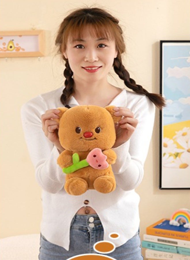 HALAMODO Butter Bear Plush Toy with Bone-Shaped Flower in Hand - A 25cm Adorable Cartoon Doll for Hugging, Perfect as a Birthday Gift, and an Ideal Decor for Bedroom, Living Room, and Desk - Image 3